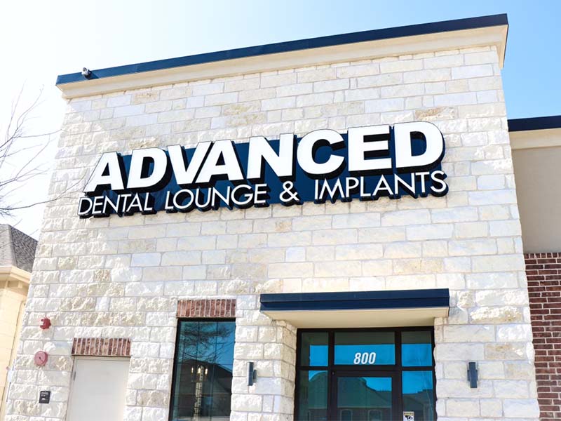 The outside of the Advanced Dental Lounge & Implants office in Murphy, TX